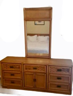 Triple Dresser w/Cain Inserts & Mirror