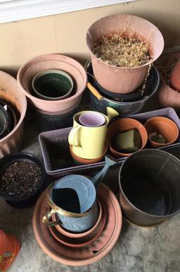 Assorted Flower Pots and Vigorous Weed and Feed