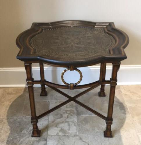 Collage End Table--Hand Wrought-Iron Base,