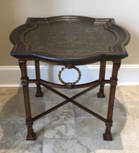 Collage End Table--Hand Wrought-Iron Base,