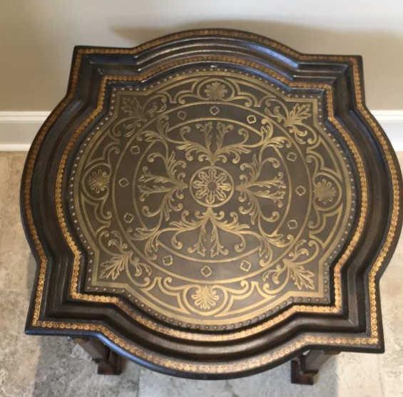 Collage End Table--Hand Wrought-Iron Base,