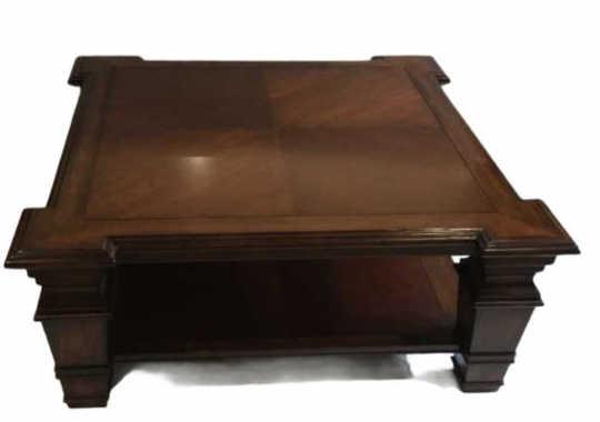 Square Coffee Table--Hand Carved Wood with Figured