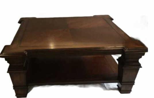 Square Coffee Table--Hand Carved Wood with Figured
