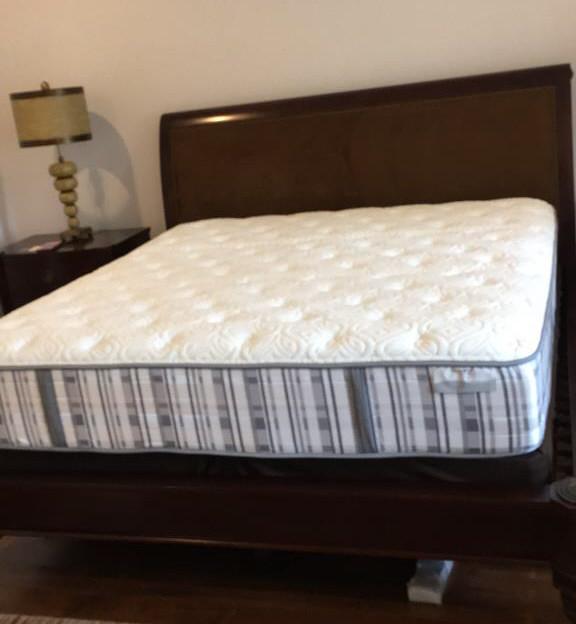 Eastern King-Size Bed with Walnut Finish--