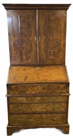 18th Century Burl Walnut Three Piece Secretary or