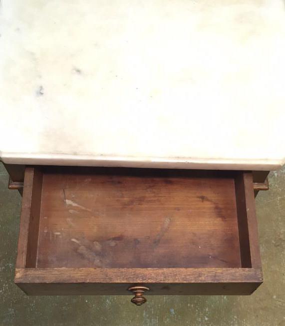 Marble Top Walnut Half Commode, One