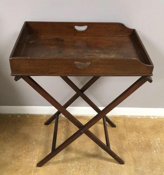 Antique Mahogany Butler's Tray on Stand--Tray is