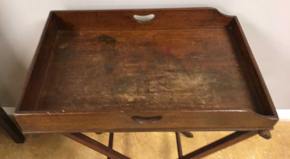 Antique Mahogany Butler's Tray on Stand--Tray is