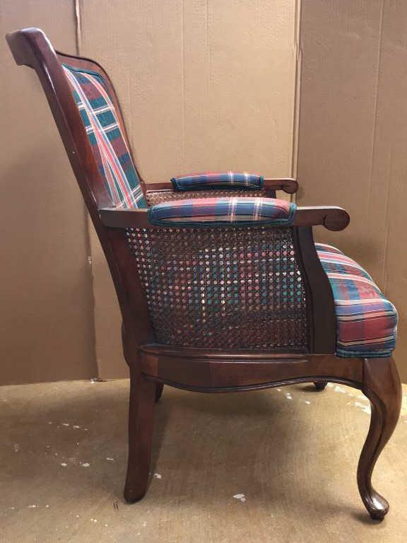 Wooden & Upholstered Chair with Cabriole