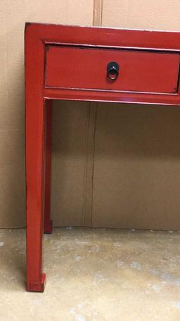 5-Drawer Red Enamel Hall Table--Iron Pulls,