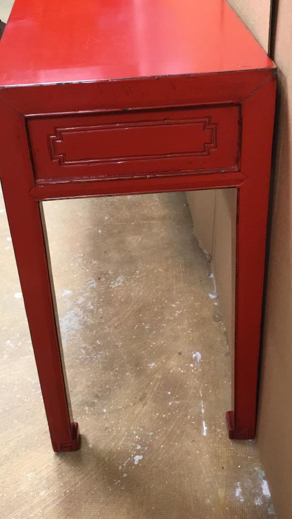 5-Drawer Red Enamel Hall Table--Iron Pulls,