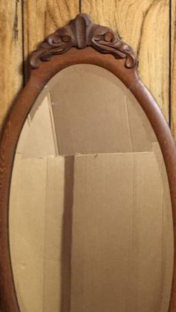 Antique Oak Serpentine Front Dresser with Oval