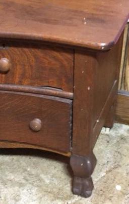 Antique Oak Serpentine Front Dresser with Oval