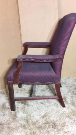 Burgundy Print Chair with Stud Trim