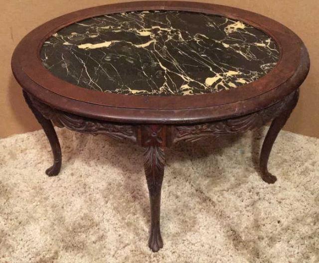 Oval Coffee Table with Carved Cabriole Legs