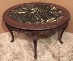 Oval Coffee Table with Carved Cabriole Legs