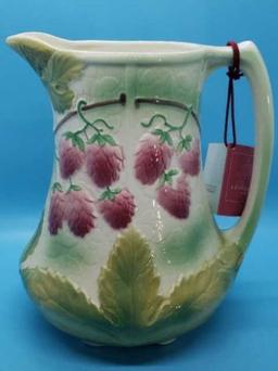 Vintage Majolica Pitcher- St Clement, France 8"