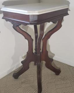 Antique Victorian Marble Top Parlor Table  21.5" x 14.5" 28"