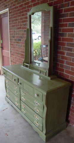 Painted 6-Drawer Dresser w/Swivel Mirror