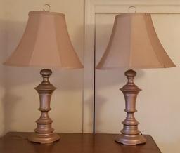 Pair of Painted Brass Lamps