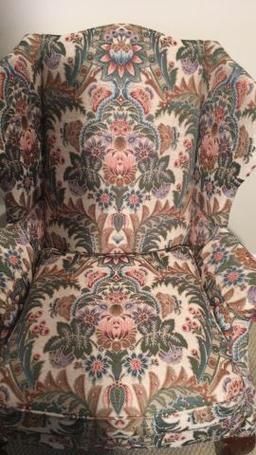 Taylor King Queen Anne Wing Chair and Matching Ottoman