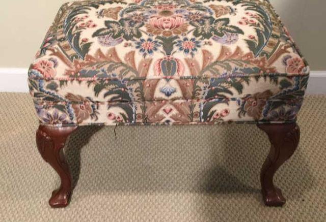 Taylor King Queen Anne Wing Chair and Matching Ottoman