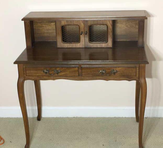 Writing Desk with Cabriole Legs, Brass Hardware,