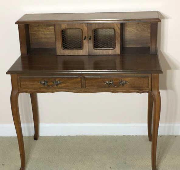 Writing Desk with Cabriole Legs, Brass Hardware,