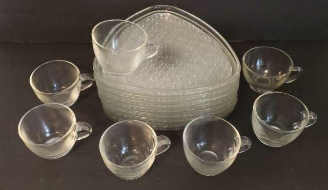 Vintage Dessert Set: (8) Plates, (7) Cups