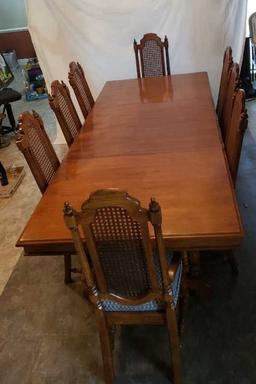 Vintage Rectangular Trestle Dining Table/8 Chairs