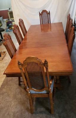 Vintage Rectangular Trestle Dining Table/8 Chairs