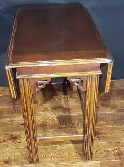 Chippendale-Style Drop Leaf End Table--