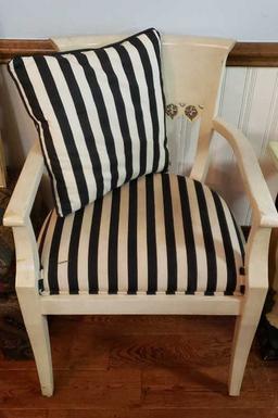 Arm Chair w/Upholstered Seat & Matching Throw