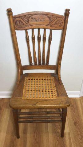 Antique Oak Spindle Back Chair