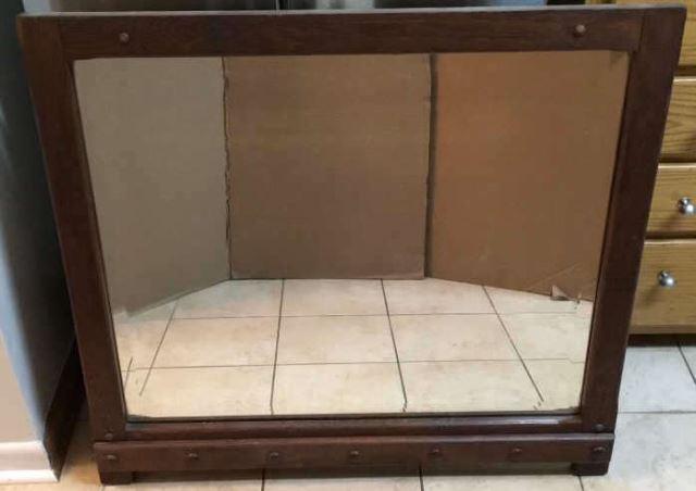 Beveled Mirror in Antique Oak Frame