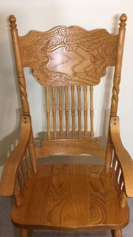 Oval Oak Dining Table & (8) Matching Pressed Back