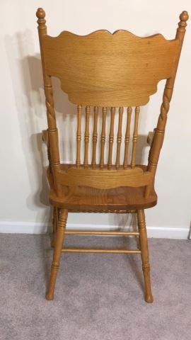 Oval Oak Dining Table & (8) Matching Pressed Back