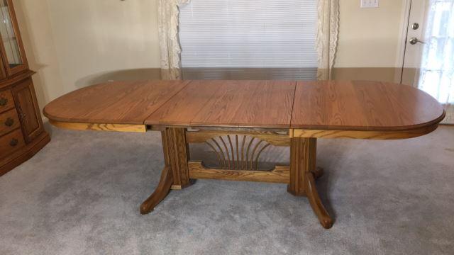 Oval Oak Dining Table & (8) Matching Pressed Back