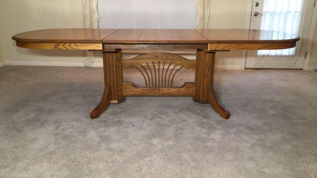 Oval Oak Dining Table & (8) Matching Pressed Back