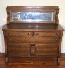 Antique Oak Buffet, (2) Short Drawers Over (1)