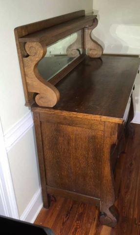 Antique Oak Buffet, (2) Short Drawers Over (1)