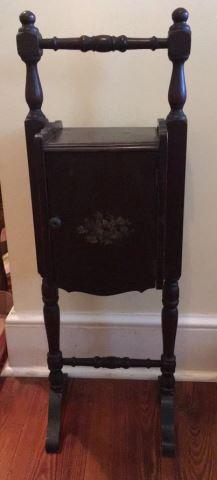 Antique 1-Door Smoke Stand, Turned Legs and