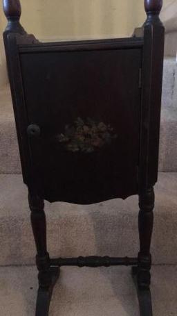 Antique 1-Door Smoke Stand, Turned Legs and