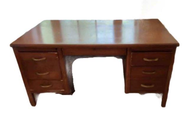 Antique Oak Knee-Hole Desk, Dovetail Construction