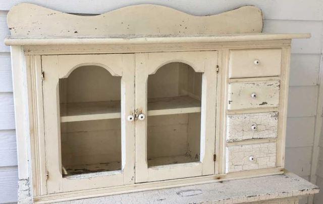 Primitive Painted Cabinet with (2) Glass