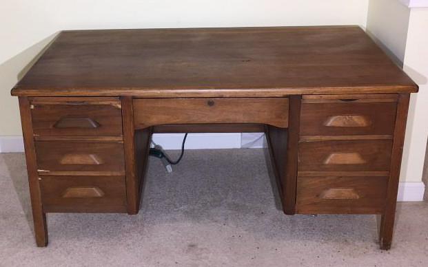 Antique Oak Desk—60” x 34”, 28 1/2” High