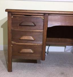 Antique Oak Desk—60” x 34”, 28 1/2” High