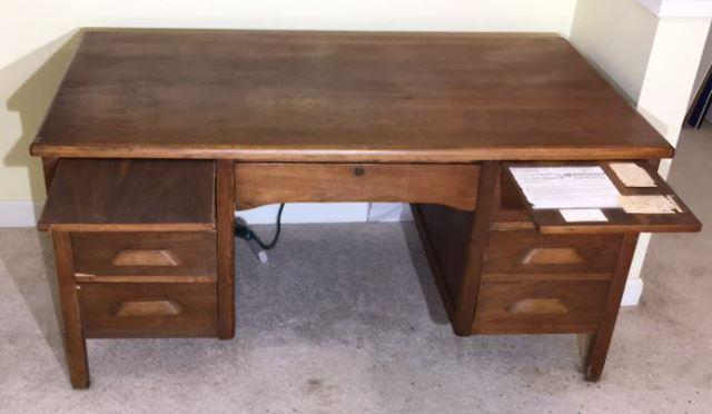 Antique Oak Desk—60” x 34”, 28 1/2” High