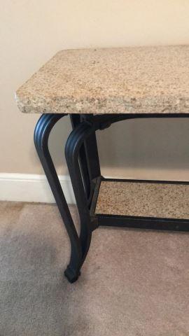 Metal and Granite Sofa/Hall Table—48 1/2” x 17