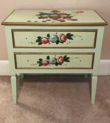 2-Drawer Hand-Painted Table—25 1/2” x 14 3/4”,